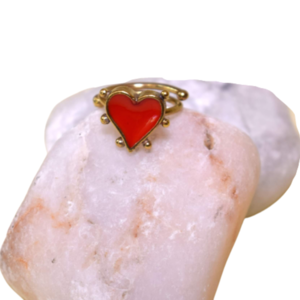 Δαχτυλίδι κόκκινη καρδιά ❤️❤️❤️ - επιχρυσωμένα, ορείχαλκος, καρδιά, αγ. βαλεντίνου, αυξομειούμενα - 3