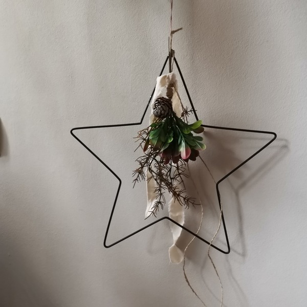 Χριστουγεννιάτικο στεφάνι, αστέρι από μέταλλο, κρεμαστό #4 - στεφάνια, αστέρι, κρεμαστά, διακοσμητικά, χριστουγεννιάτικα δώρα - 3