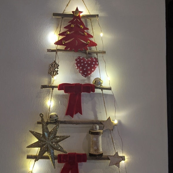 Κρεμαστό ξύλινο χριστουγεννιάτικο δέντρο - χριστουγεννιάτικο, χριστουγεννιάτικο δέντρο, διακοσμητικά, πρώτα Χριστούγεννα, δέντρο - 2