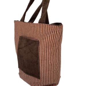 Χειροποίητη τσάντα ώμου shopper διπλής όψης κοτλέ juliet - δέρμα, ώμου, μεγάλες, all day