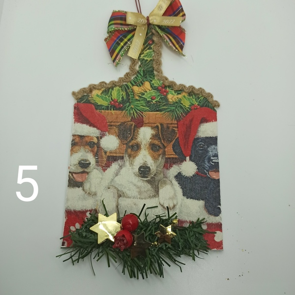 Ξύλο κοπής με Χριστουγεννιάτικα ζωακια - ξύλο, αστέρι, διακοσμητικά, κουκουνάρι - 5