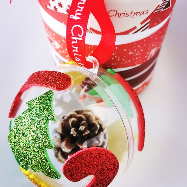 Χριστουγεννιάτικη μπάλα από πλεξιγκλάς - νονά, plexi glass, στολίδια, μπάλες - 3