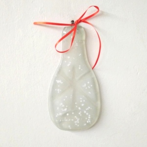 Επιτοίχιο διακοσμητικό λευκό μπουκάλι "Λευκό αστέρι" 21, 5Χ10 - γυαλί, επιτοίχιο, αστέρι, χριστουγεννιάτικο, διακοσμητικά μπουκάλια
