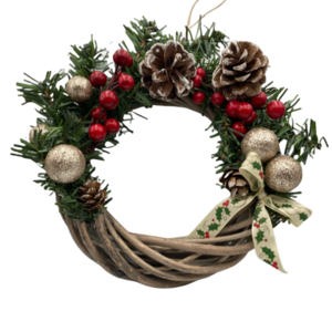 Χριστουγεννιατικο Διακοσμητικο Βεργινο Στεφανι διαμ. 20x20 εκατ. - ξύλο, στεφάνια, διακοσμητικά, κουκουνάρι, χριστουγεννιάτικα δώρα