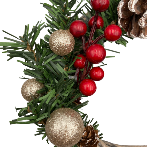 Χριστουγεννιατικο Διακοσμητικο Βεργινο Στεφανι διαμ. 20x20 εκατ. - ξύλο, στεφάνια, διακοσμητικά, κουκουνάρι, χριστουγεννιάτικα δώρα - 3