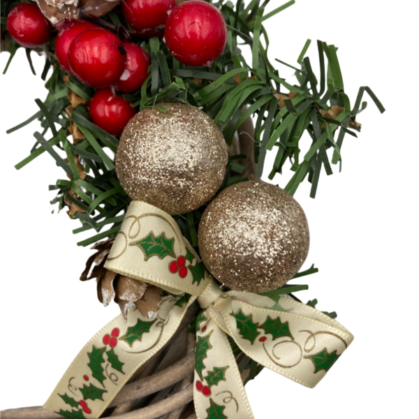 Χριστουγεννιατικο Διακοσμητικο Βεργινο Στεφανι διαμ. 20x20 εκατ. - ξύλο, στεφάνια, διακοσμητικά, κουκουνάρι, χριστουγεννιάτικα δώρα - 4