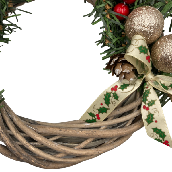 Χριστουγεννιατικο Διακοσμητικο Βεργινο Στεφανι διαμ. 20x20 εκατ. - ξύλο, στεφάνια, διακοσμητικά, κουκουνάρι, χριστουγεννιάτικα δώρα - 5