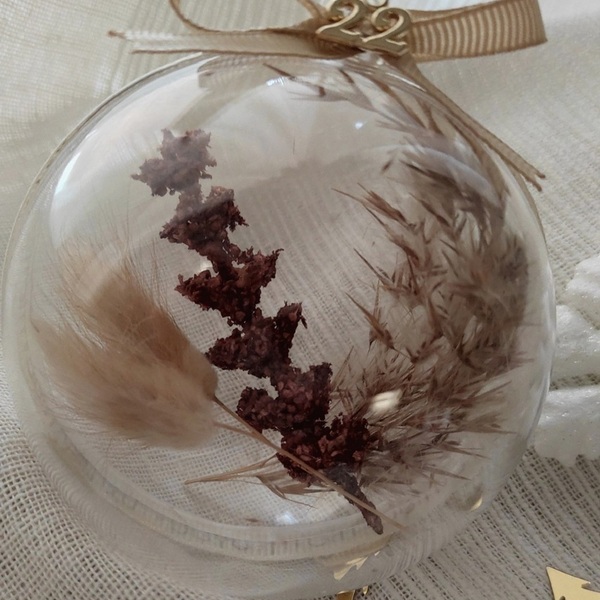 Χριστουγεννιάτικη χειροποίητη διάφανη μπάλα - γουράκι - plexi glass, γούρια, μπάλες - 2