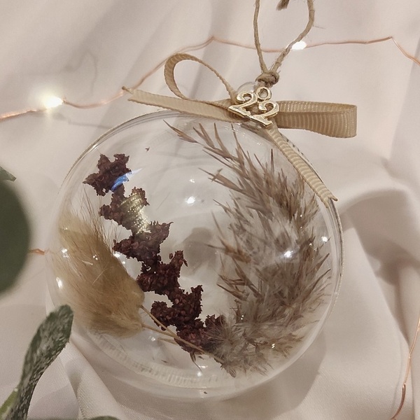 Χριστουγεννιάτικη χειροποίητη διάφανη μπάλα - γουράκι - plexi glass, γούρια, μπάλες - 3