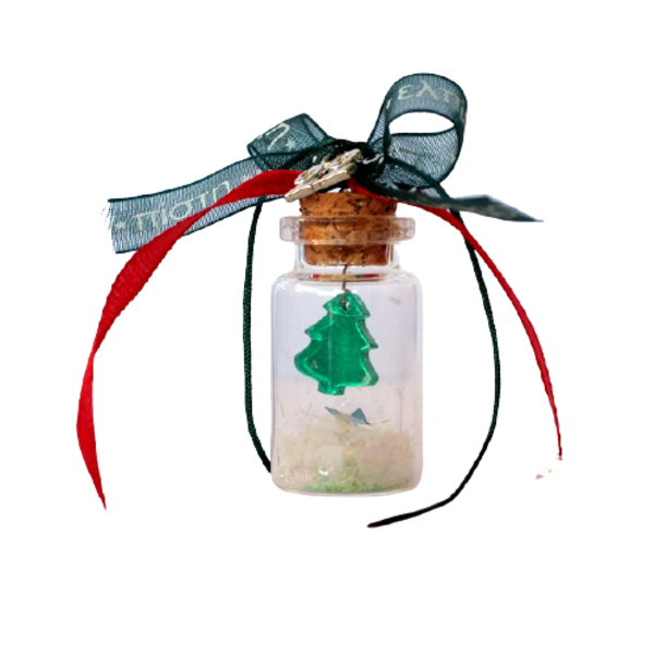 Γούρι Χριστουγεννιάτικο Δέντρο σε γυάλινο μπουκαλάκι - γυαλί, χριστουγεννιάτικα δώρα, γούρια, δέντρο