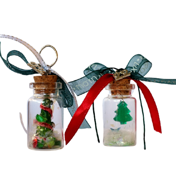 Γούρι Χριστουγεννιάτικο Δέντρο σε γυάλινο μπουκαλάκι - γυαλί, χριστουγεννιάτικα δώρα, γούρια, δέντρο - 4