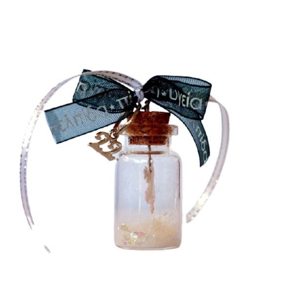 Γούρι Χιονονιφάδα σε γυάλινο μπουκαλάκι με φελλό - γυαλί, χιονονιφάδα, χριστουγεννιάτικα δώρα, γούρια - 2