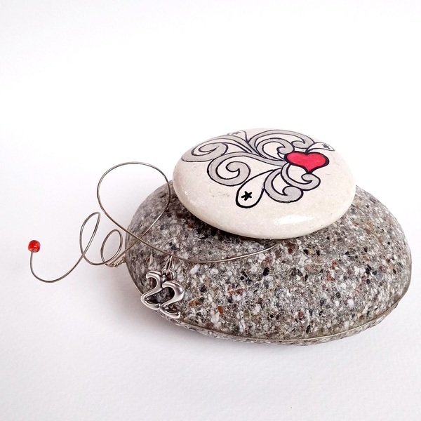 Πρωτότυπο πρες παπιέ, πέτρα με καρδιά. - ιδιαίτερο, πέτρα, καρδιά, διακοσμητικά, βότσαλα