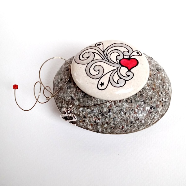 Πρωτότυπο πρες παπιέ, πέτρα με καρδιά. - ιδιαίτερο, πέτρα, καρδιά, διακοσμητικά, βότσαλα - 3