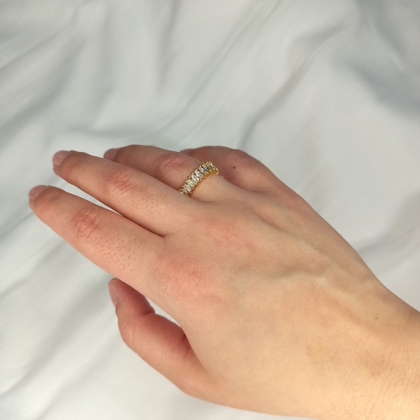 Χρυσό μικρό δαχτυλίδι με διάφανο κρύσταλλο - ημιπολύτιμες πέτρες, επιχρυσωμένα, βεράκια, αυξομειούμενα, φθηνά - 2