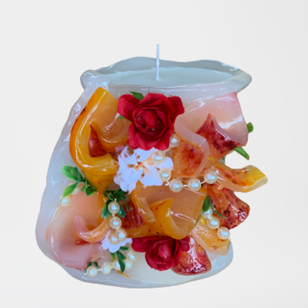 Διακοσμητικό κερί Παραφίνης, ύψος 15cm-πλάτος 16cm. - δώρο, χριστουγεννιάτικο, διακοσμητικά, κεριά, κεριά & κηροπήγια