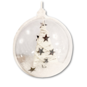 Χριστουγεννιάτικη Μπάλα με Δέντρο & Χιόνι - αστέρι, plexi glass, στολίδια, δέντρο, μπάλες