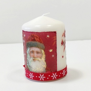 Διακοσμητικό μικρό κερί vintage Χριστουγεννιάτικες εικόνες Ύψος 8cm - vintage, ντεκουπάζ, χειροποίητα, χριστουγεννιάτικα δώρα, κεριά & κηροπήγια - 3