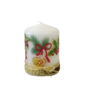Διακοσμητικό μικρό κερί Χριστουγεννιάτικη γιρλάντα Ύψος 8cm - vintage, ντεκουπάζ, χειροποίητα, χριστουγεννιάτικα δώρα, κεριά & κηροπήγια - 5