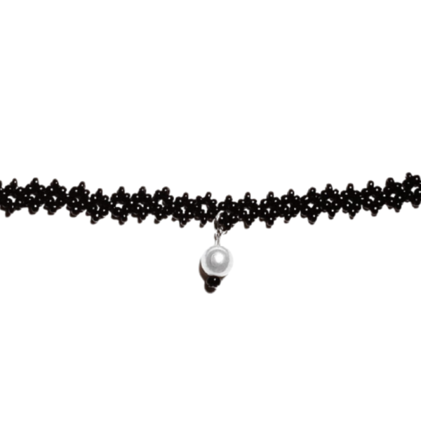 Μαύρο Κολιε-Choker με Seed Beads και Πέρλα - τσόκερ, χάντρες, κοντά, πέρλες, seed beads