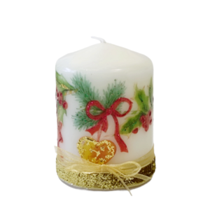 Διακοσμητικό μικρό κερί Χριστουγεννιάτικη γιρλάντα Ύψος 8cm - vintage, ντεκουπάζ, χειροποίητα, χριστουγεννιάτικα δώρα, κεριά & κηροπήγια