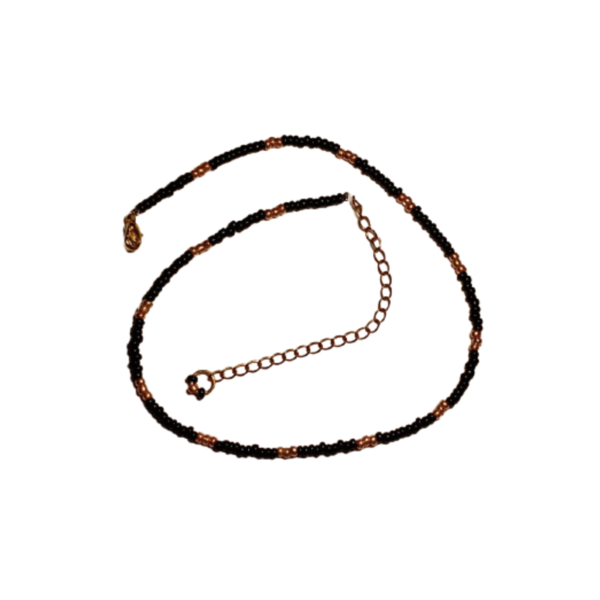 Μάυρο Κολιε-Choker με Χρυσά Seed Beads - τσόκερ, χάντρες, κοντά, ατσάλι, seed beads - 3