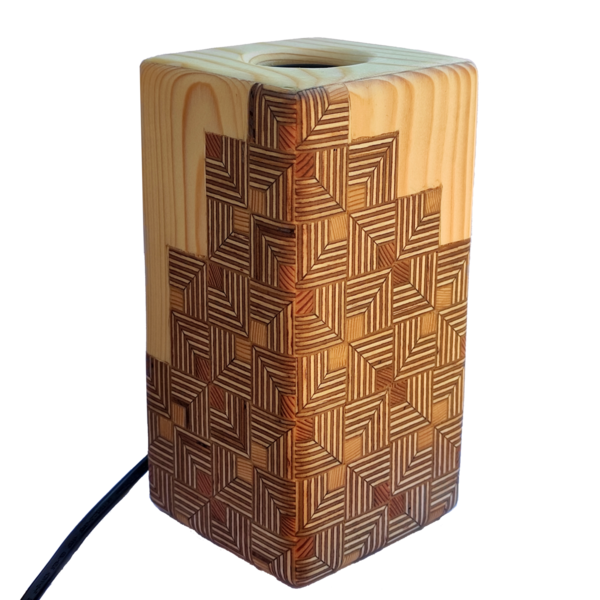 Ξύλινο χειροποίητο επιτραπέζιο Dimmable φωτιστικό με μοτίβο - ξύλο, πορτατίφ