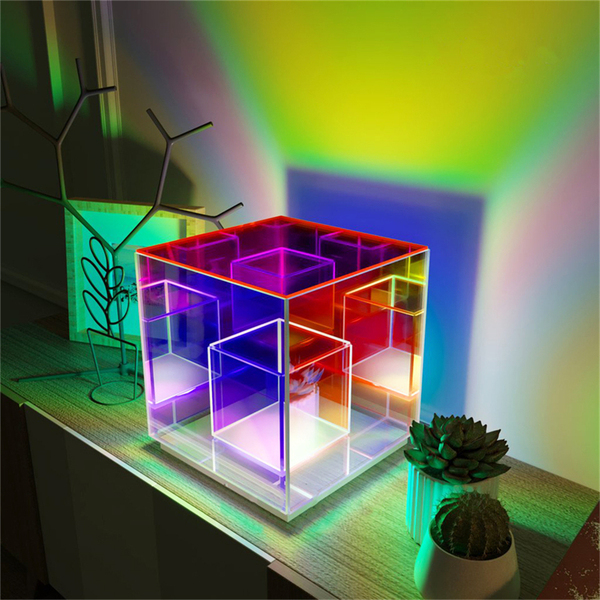 YOMO CUBE LED Plexiglass φωτιστικό ,διακόσμηση σπιτιού και δωματίου - πορτατίφ, plexi glass, παιδικά φωτιστικά - 3