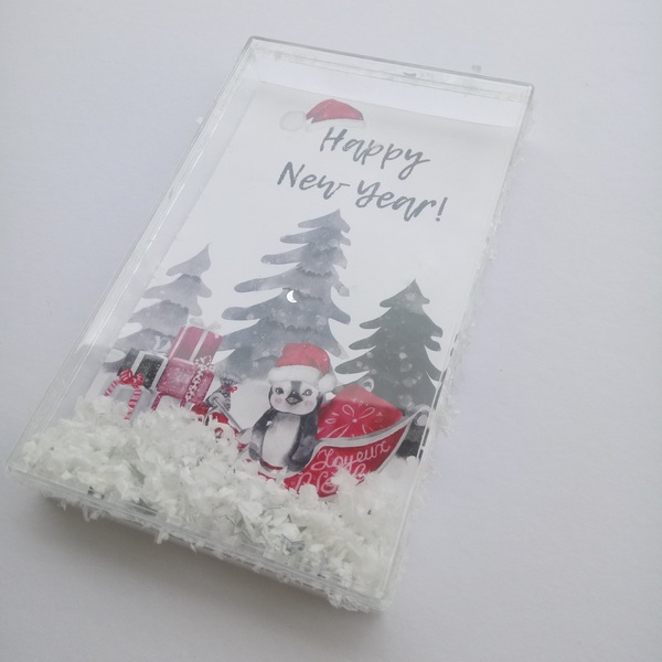 Ευχετήρια Κάρτα με Πιγκουινάκι σε Plexi Glass Κουτί 11x17.5Yεκ Χριστουγεννιάτικη Κάρτα με Πιγκουινάκι - δώρο, plexi glass, χιονονιφάδα, ευχετήριες κάρτες, δέντρο - 3