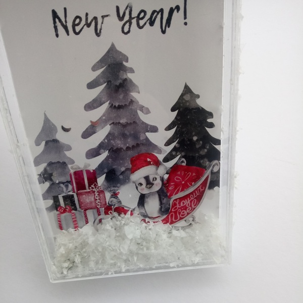 Ευχετήρια Κάρτα με Πιγκουινάκι σε Plexi Glass Κουτί 11x17.5Yεκ Χριστουγεννιάτικη Κάρτα με Πιγκουινάκι - ευχετήριες κάρτες, δέντρο, δώρο, plexi glass, χιονονιφάδα - 4