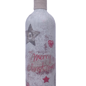 Διακοσμητικό χειροποίητο Χριστουγεννιάτικο μπουκάλι Merry Christmas - διακοσμητικά, γυαλί