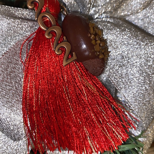 Μπρελόκ Xmas με μελομακάρονο και επικάλυψη σοκολάτας - πηλός, χριστουγεννιάτικο, γούρια, αυτοκινήτου, σπιτιού - 2