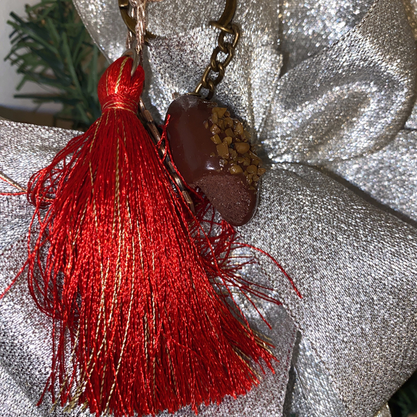 Μπρελόκ Xmas με μελομακάρονο και επικάλυψη σοκολάτας - πηλός, χριστουγεννιάτικο, γούρια, αυτοκινήτου, σπιτιού - 3