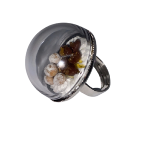 Δαχτυλίδι με κουραμπιέδες και μελομακάρονα απο πολυμερικό πηλό - μεγάλα, αυξομειούμενα, επάργυρα, ατσάλι, χριστουγεννιάτικο
