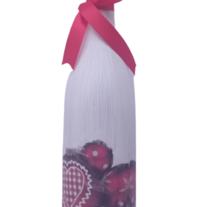 Διακοσμητικό χειροποίητο Χριστουγεννιάτικο μπουκάλι κόκκινες μπάλες - διακοσμητικά, γυαλί