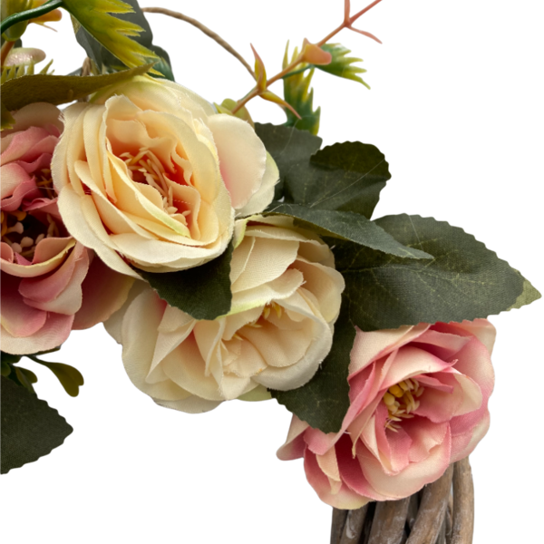 Χειροποιητο Διακοσμητικο Στεφανι WELCOME με λουλουδια διαμ. 20x20 εκατ. - διακοσμητικό, στεφάνια - 3
