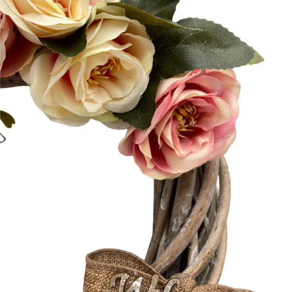 Χειροποιητο Διακοσμητικο Στεφανι WELCOME με λουλουδια διαμ. 20x20 εκατ. - διακοσμητικό, στεφάνια - 4