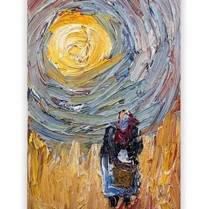 Πίνακας "Γιαγιά στα στάχυα" 30x20 εκ. - πίνακες & κάδρα, πίνακες ζωγραφικής