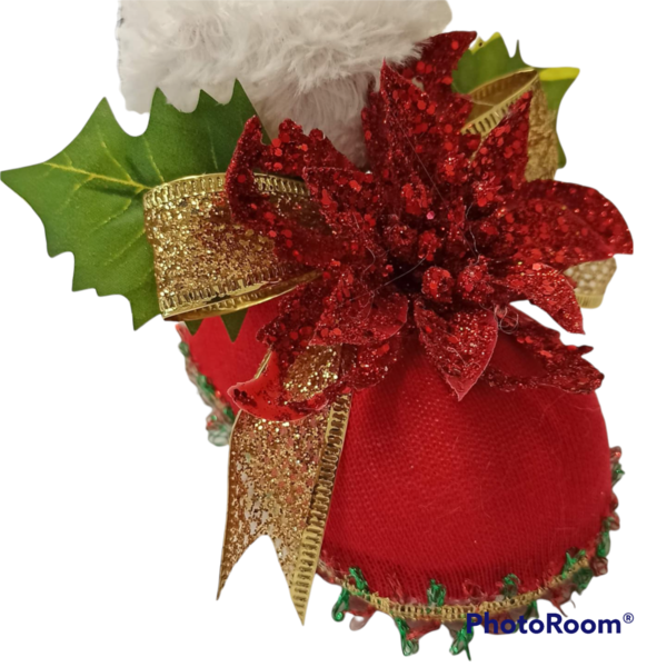 Χριστουγεννιάτικη μπότα κόκκινη με πέρλες - ύφασμα, διακοσμητικά, χριστουγεννιάτικα δώρα - 2