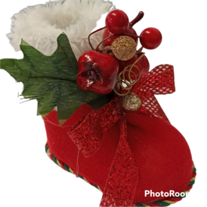 Χριστουγεννιάτικη μπότα κόκκινη με πέρλες - ύφασμα, διακοσμητικά, χριστουγεννιάτικα δώρα - 3