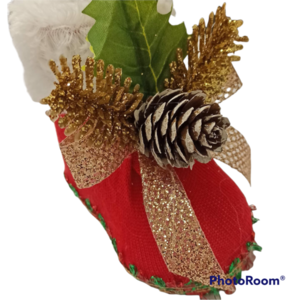 Χριστουγεννιάτικη μπότα κόκκινη με πέρλες - ύφασμα, διακοσμητικά, χριστουγεννιάτικα δώρα - 4