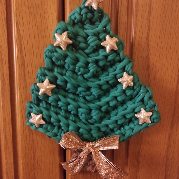 Δεντράκι χριστουγεννιάτικο με αστεράκια - νήμα, διακοσμητικά, δέντρο - 3