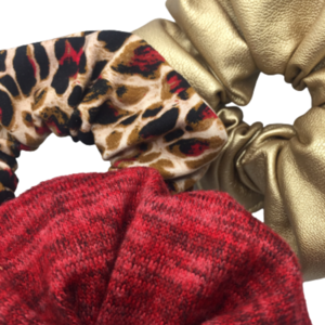 Σετ υφασμάτινα λαστιχάκια scrunchies ''Christmas wild n' out'' 3 τμχ - ύφασμα, animal print, κορίτσι, χριστουγεννιάτικα δώρα, λαστιχάκια μαλλιών - 2
