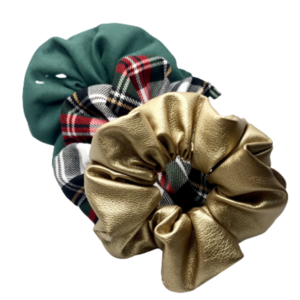 Σετ υφασμάτινα λαστιχάκια scrunchies 'naughty Elves'' 3 τμχ - ύφασμα, κορίτσι, δερματίνη, χριστουγεννιάτικα δώρα, λαστιχάκια μαλλιών - 2
