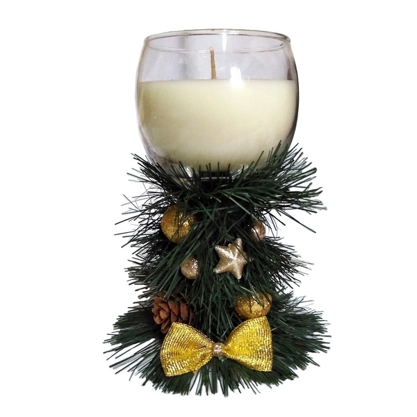 Χριστουγεννιάτικο αρωματικό κερί σε στολισμένο κολωνάτο ποτήρι 15*11cm - γυαλί, αρωματικό, χριστουγεννιάτικα δώρα, πρωτότυπα δώρα, κεριά & κηροπήγια