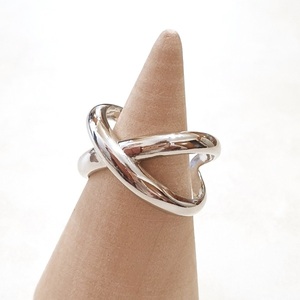 Γυναικείο δαχτυλίδι χιαστί αυξομειούμενο ασήμι επιπλατινωμένο - ασήμι, μεγάλα, επιπλατινωμένα, αυξομειούμενα - 3