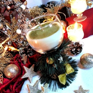 Χριστουγεννιάτικο αρωματικό κερί σε στολισμένο κολωνάτο ποτήρι 15*11cm - γυαλί, αρωματικό, χριστουγεννιάτικα δώρα, πρωτότυπα δώρα, κεριά & κηροπήγια - 3