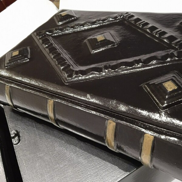Δερμάτινο χειροποίητο βιβλίο(notebook), διαστάσεων 17x25, μαύρου χρώματος. - τετράδια & σημειωματάρια - 3