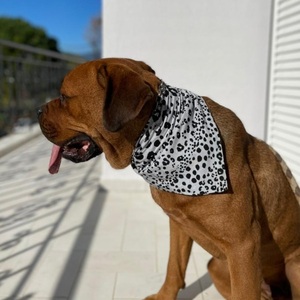 Viscose gray dog & cat bandana animal print, 2 μεγέθη (S,M) - χειροποίητα, μπαντάνες - 4
