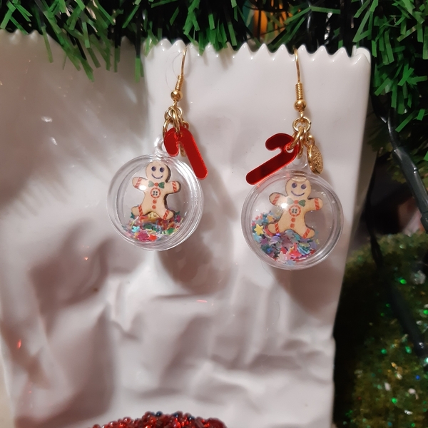 Σκουλαρίκια Χριστουγεννιάτικες μπάλες - μακριά, plexi glass, κοσμήματα, χριστουγεννιάτικα δώρα - 2